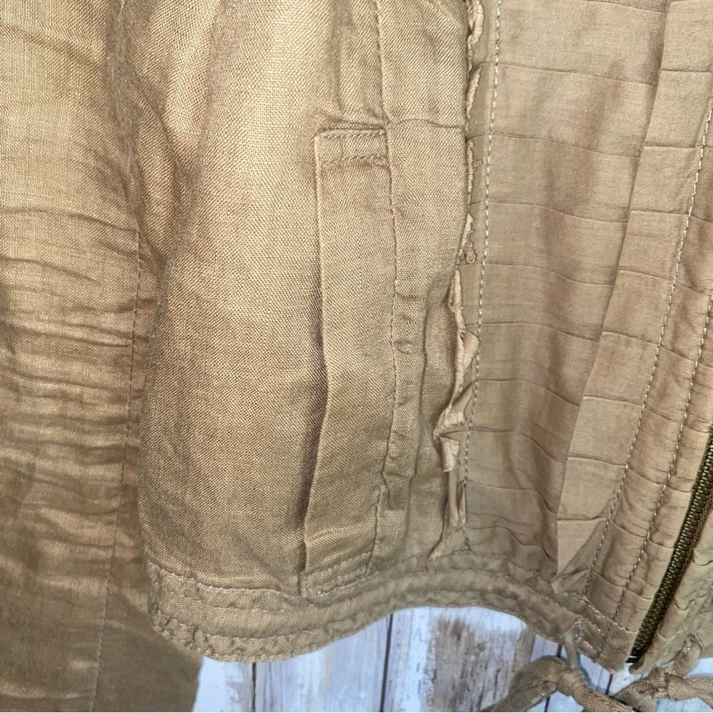 Anthropologie Hei Hei 100% Linen Zip Front Cinch Waist Utility Jacket Size 2 - Picture 3 of 5